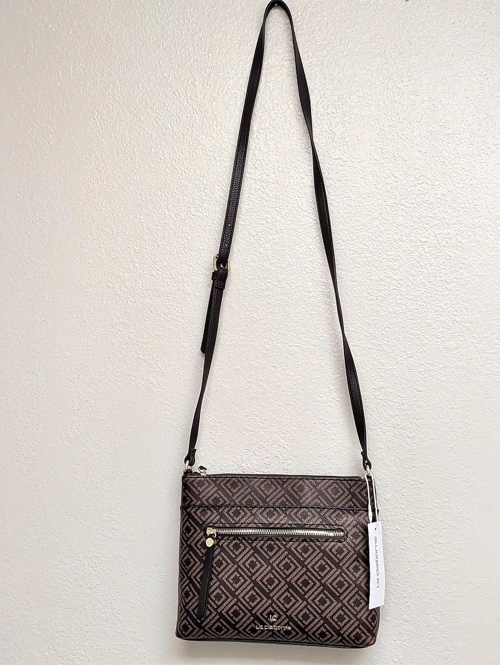 Liz Claiborne Geometric Crossbody Bag in Brown NWT